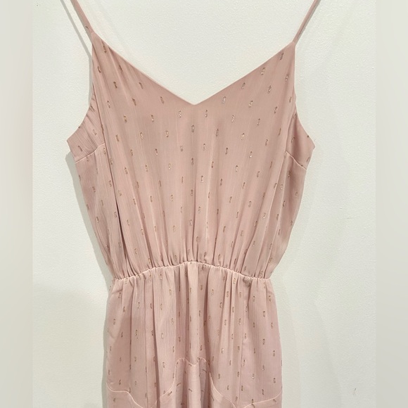 Express Pink Metallic Clip Dot Asymmetrical Hem Maxi Dress - Picture 5 of 6